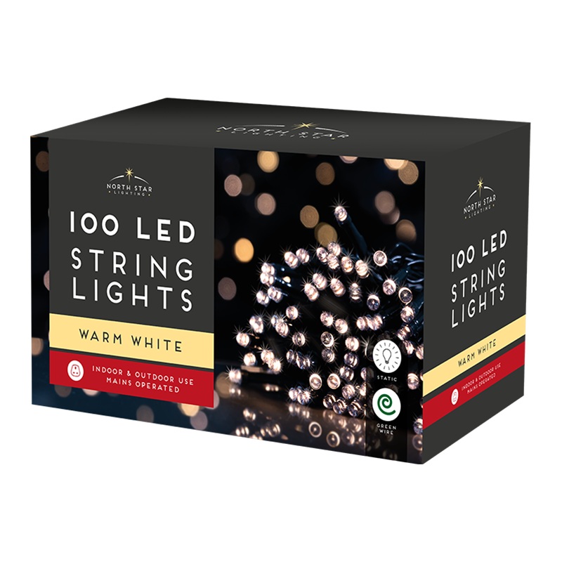 100 Led Mains Operated Christmas Lights – Warm White