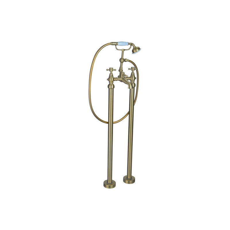 Namdi Floor Standing Bath/Shower Mixer & Shower Kit – Brushed Brass