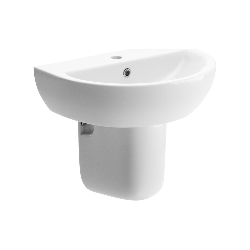 Opobo 550x400mm 1TH Basin & Semi Pedestal