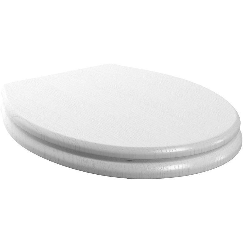 Benita Soft Close Toilet Seat – Satin White Wood Effect