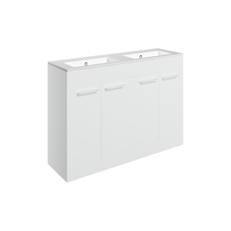 Bateba 1210mm Floor Standing 4 Door Basin Unit & 0TH Thin Edge Basin – White Gloss