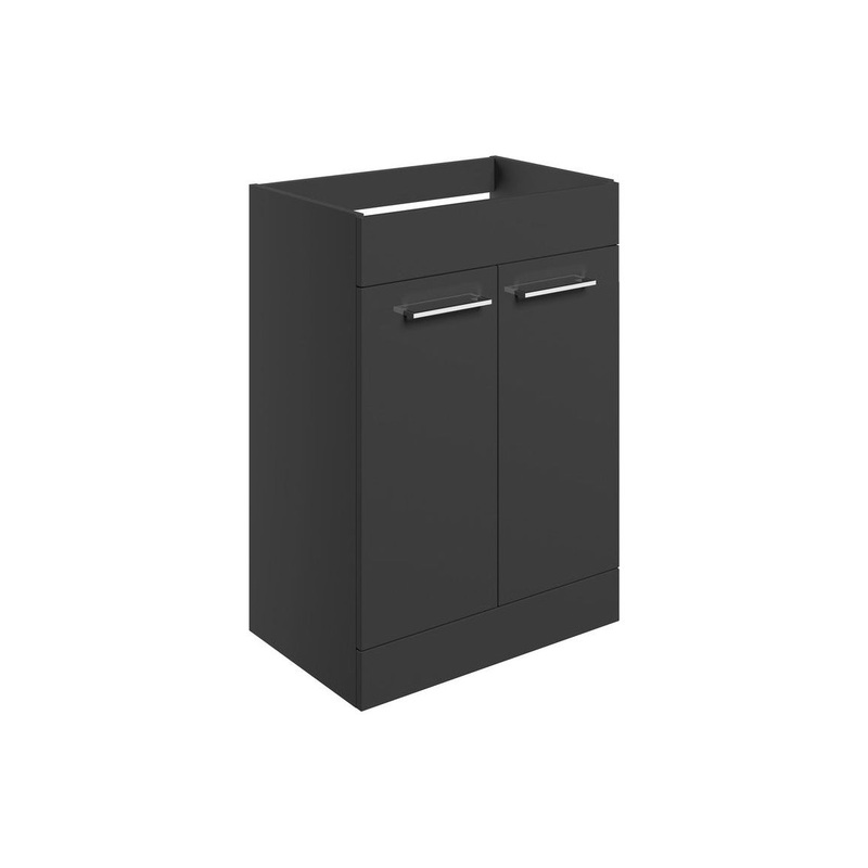 Bateba 590mm Floor Standing 2 Door Basin Unit (No Top) – Anthracite Gloss