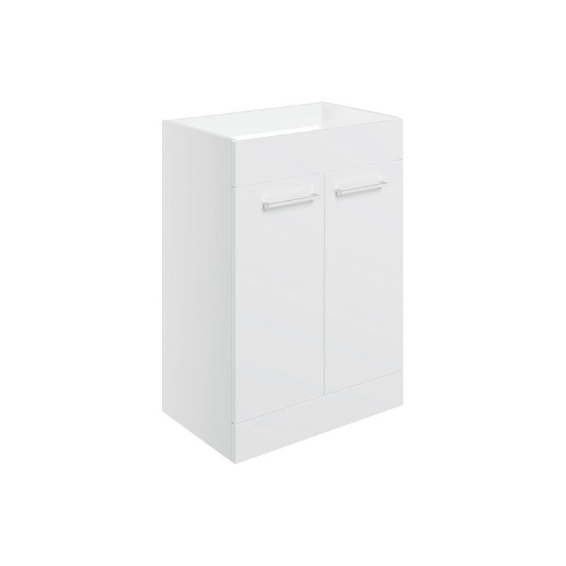 Bateba 590mm Floor Standing 2 Door Basin Unit (No Top) – White Gloss