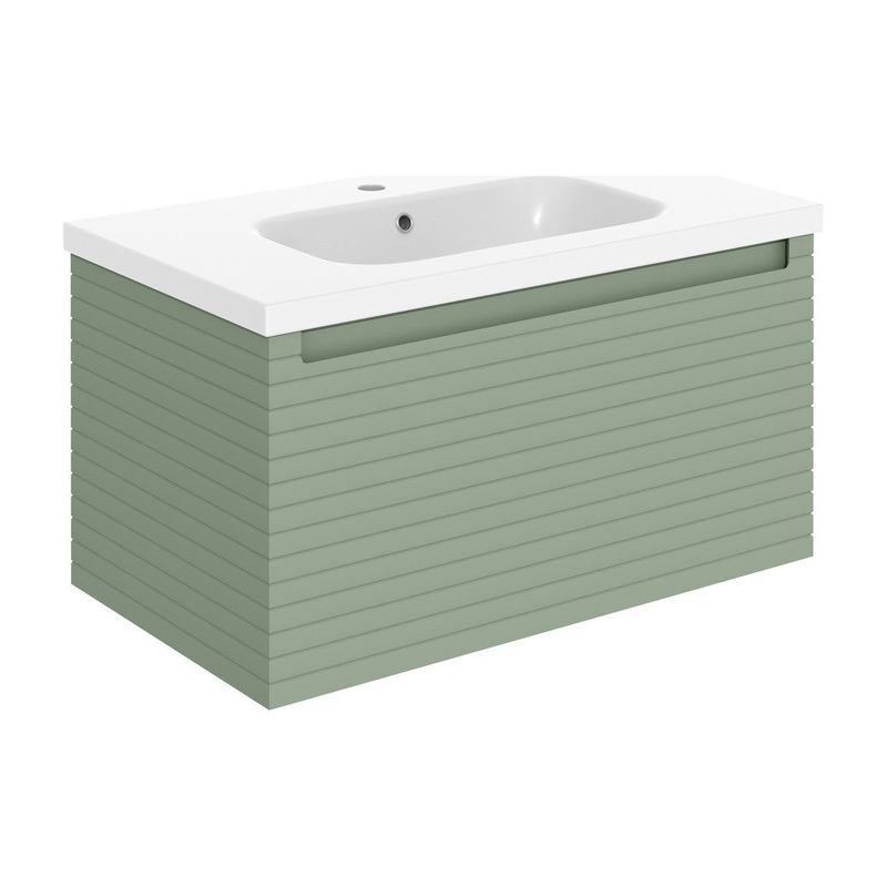 Chestnut815mm Wall Hung 1 Drawer Basin Unit & Basin – Matt Willow Green