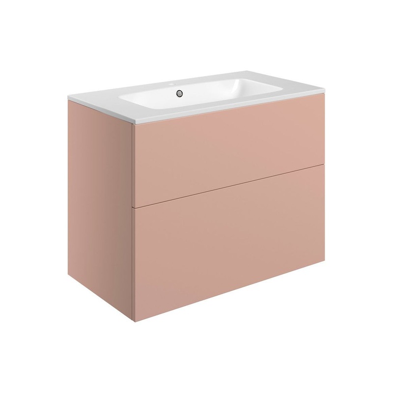 Glen 815mm Wall Hung 2 Drawer Basin Unit & Basin – Matt Antique Rose