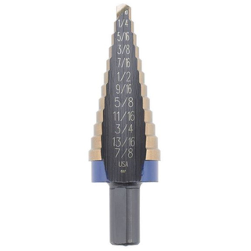 Irwin UNIBIT Cobalt Inch Self-Starting 9 Hole Step Drill, Size 1/4 to 3/4 by 1/16ths