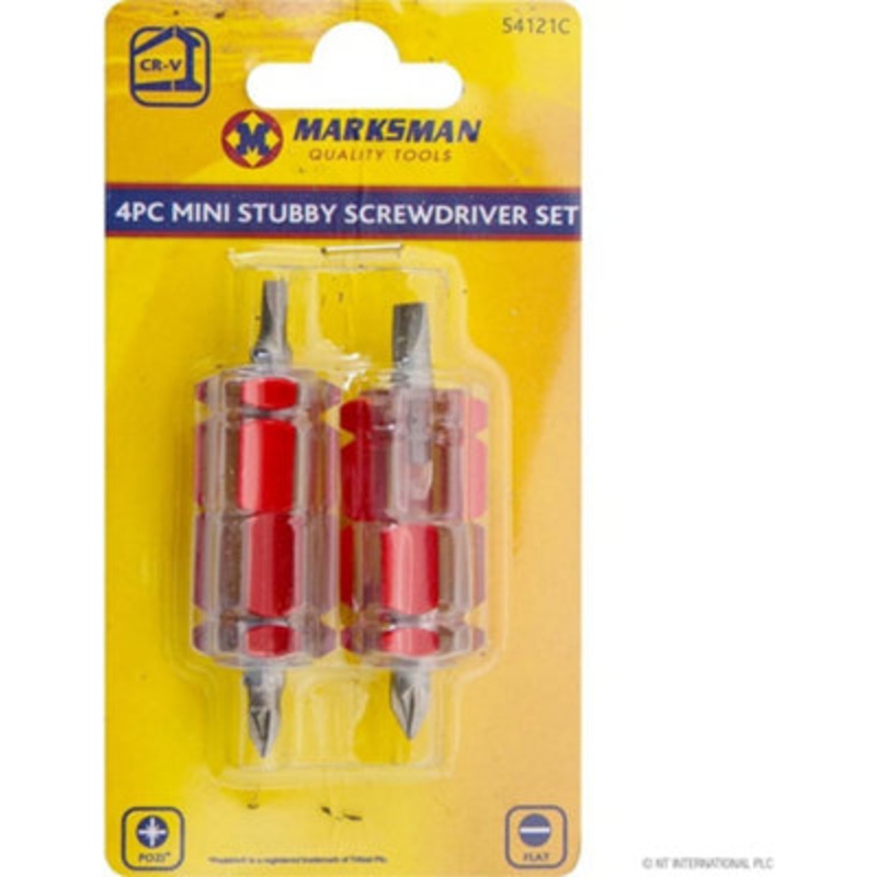 Compare marksman x 4pc mini stubby screwdriver kit flat slotted head pozi diy drive hand tool size 2 products from over 25,000 stores