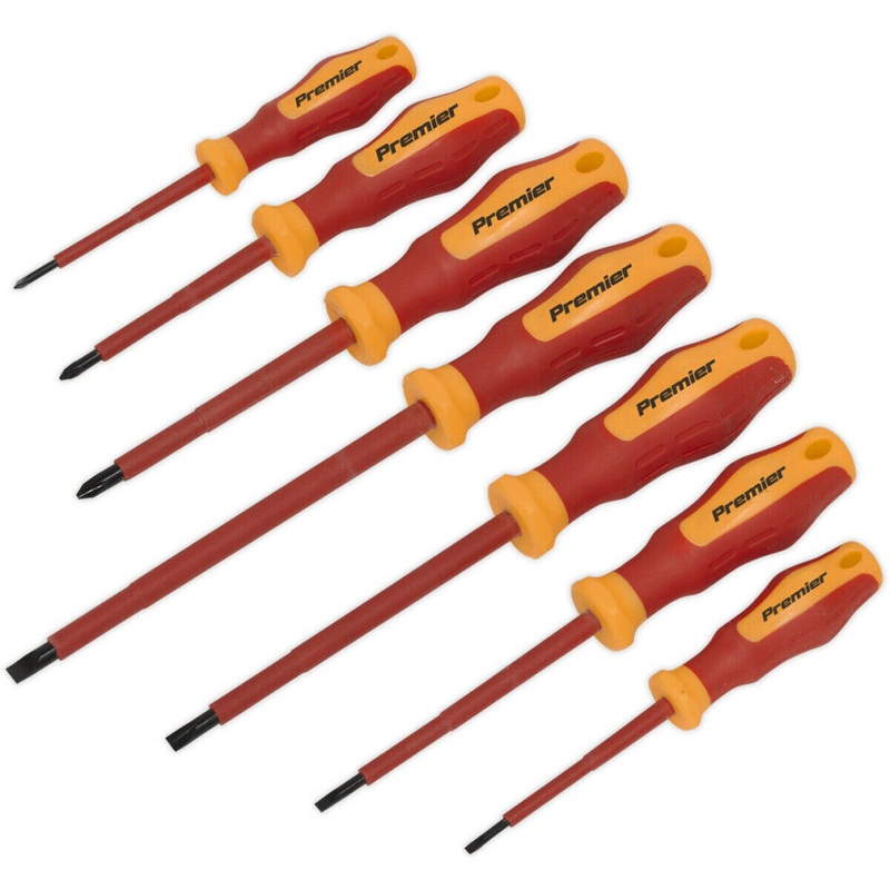 Compare b&q pack vde screwdriver set – 1000v ac shock proof insulated shafts comfort grip size 7 products from over 25,000 stores