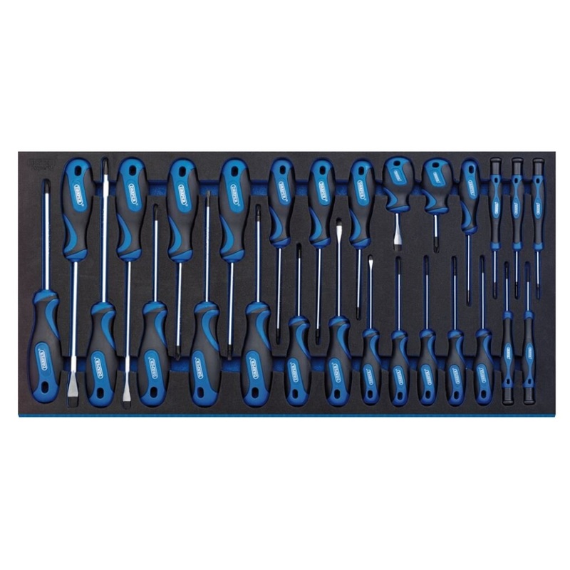 Compare draper soft grip screwdriver set in full drawer eva insert tray (27 piece) 63406 size 27 products from over 25,000 stores