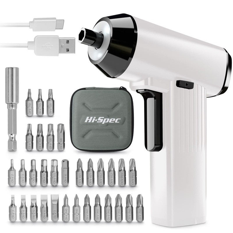 Compare hi-spec tools 3.6v cordless electric screwdriver usb power rechargeable 34 pc bit set with bag white products from over 25,000 stores