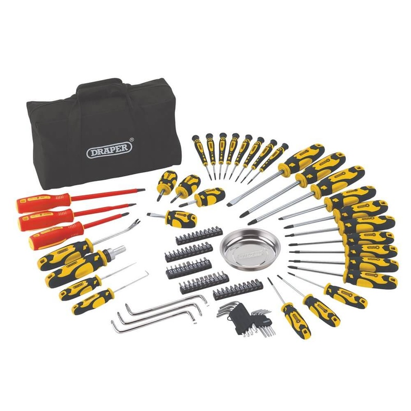 Compare new draper 03992 screwdriver set with case, (100 piece), household tool kit for home and garage yellow products from over 25,000 stores