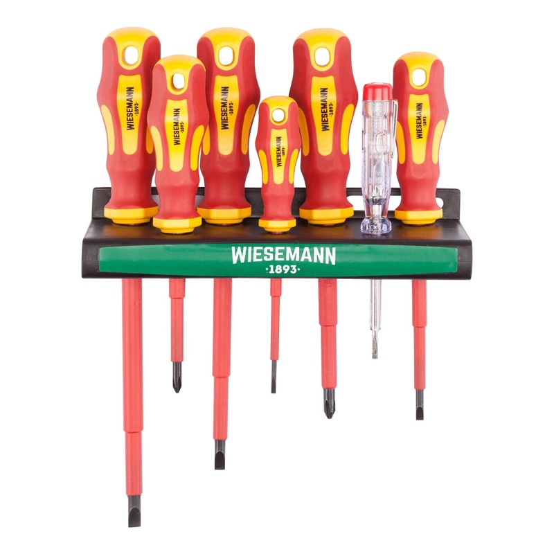 Compare wiesemann 1893 red vde screwdriver set 7pcs incl. voltage detector and wall holder from | slotted & ph i 81123 size 7 products from over 25,000 stores