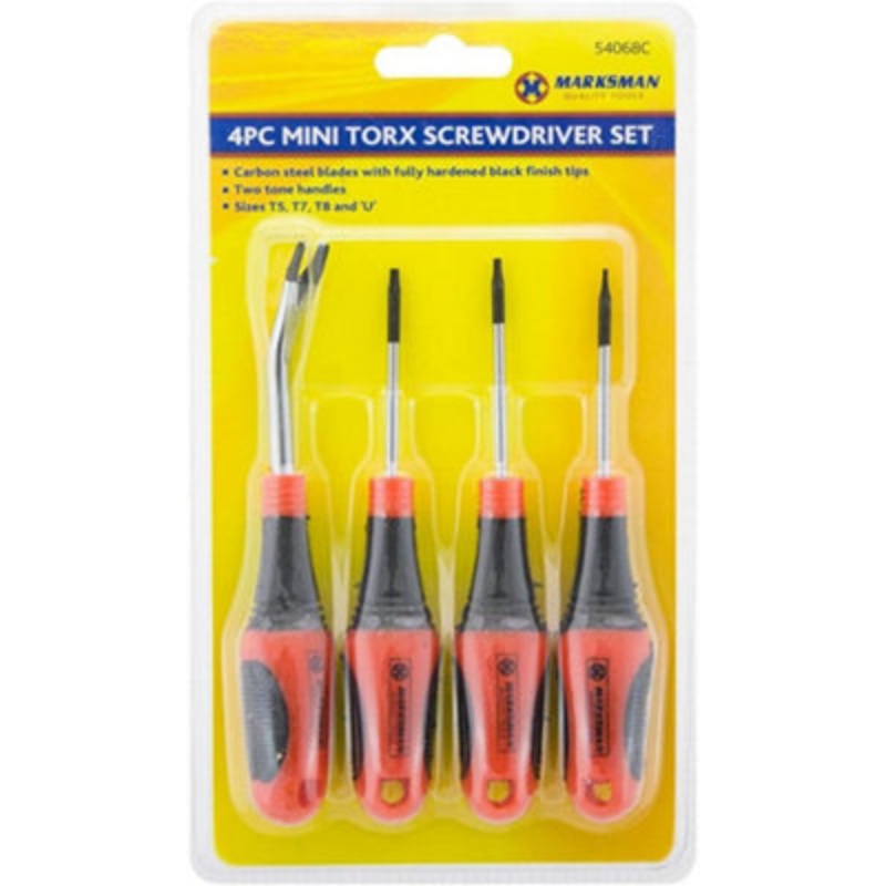 Compare marksman black 4pc mini torx precision screwdriver set t5 t7 t8 u mini steel bits diy tools products from over 25,000 stores