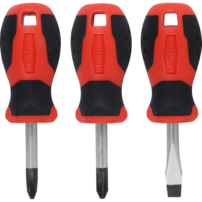 Compare minotaur stubby screwdriver set (3 piece) in steel black/red size 3 products from over 25,000 stores