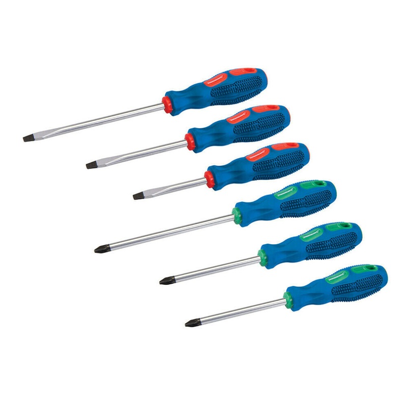 Compare loops piece screwdriver set colour coded soft grip handles pozi & slotted drivers size 6 products from over 25,000 stores