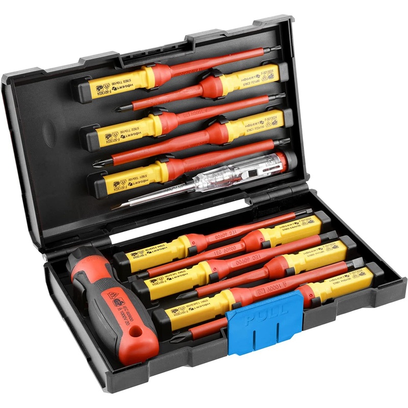 Compare hoegert hogert 13pc insulated 1000 v screwdriver set with interchangeable handle with voltage tester for detecting voltage in sockets – re products from over 25,000 stores