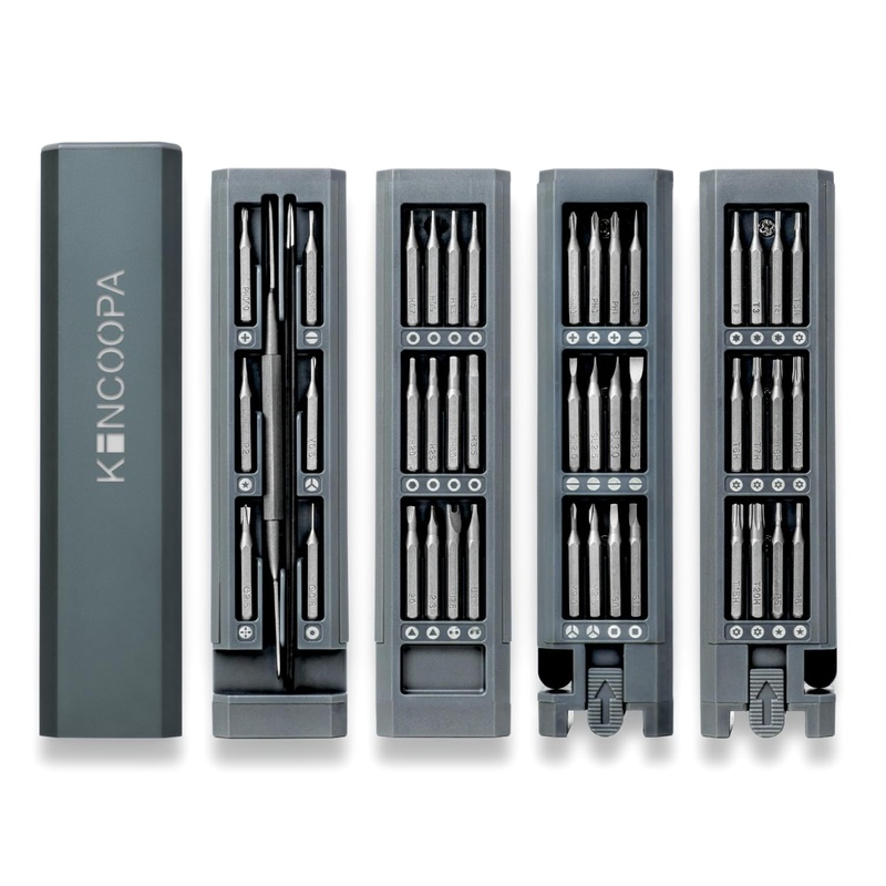 Compare kincoopa women’s slate grey 45 in 1 precision screwdriver set, 42 s2 alloy steel bits with 3 hand tools, portable mini repair kit for macbook, mobile phone, laptop, tablet, glasses, watchmaker, jewelry 45in products from over 25,000 stores