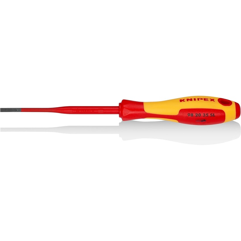 Compare knipex screwdriver (slim) for slotted screws burnished, insulating multi-component handle, vde-tested 202 mm 98 20 35 sl large products from over 25,000 stores