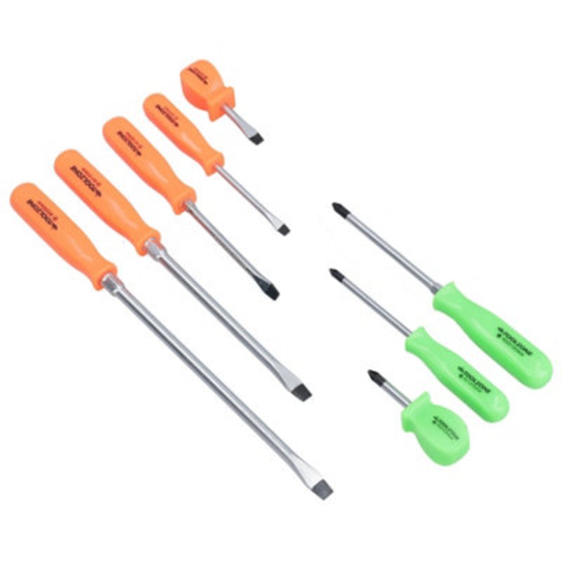 Compare ab tools screwdriver set pz pozi flat head 8pc mechanics high vis handles black/green/orange products from over 25,000 stores