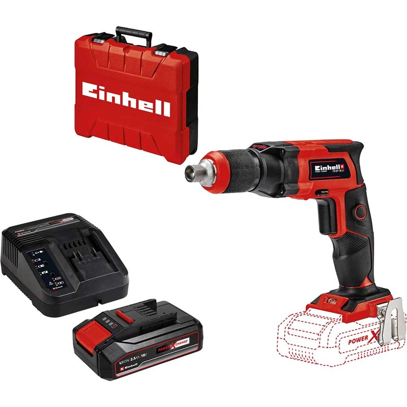 Compare einhell dark te-dy li 18v cordless drywall screwdriver 1 x 2.5ah li-ion battery charger case size 18 products from over 25,000 stores