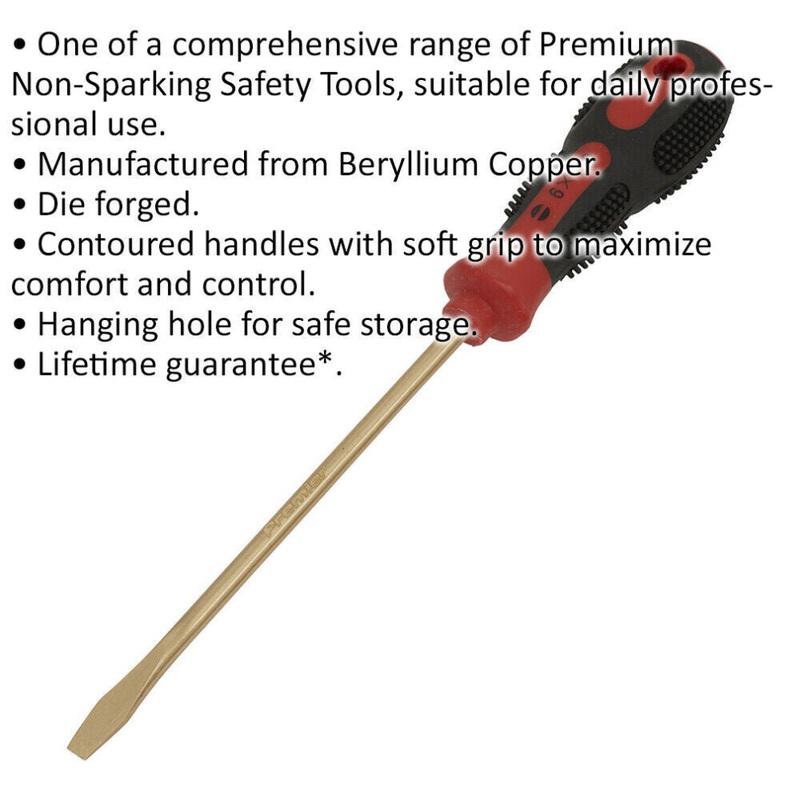 Compare loops x 150mm slotted screwdriver – non-sparking – soft grip handle – die forged size 6 products from over 25,000 stores