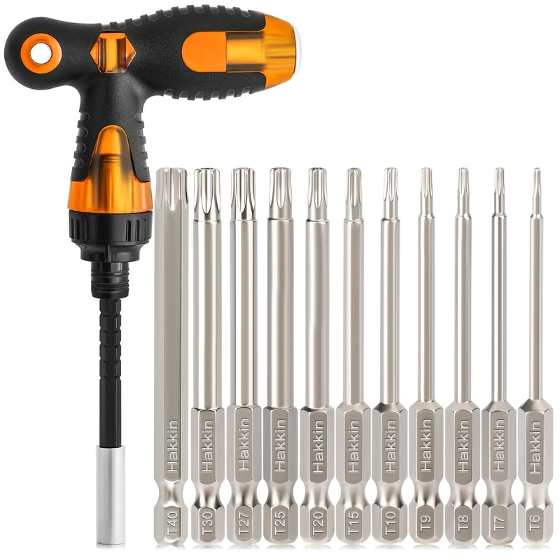 Compare hakkin 13pcs torx screwdriver sets torx bit set with ratchet screwdriver 75mm torx security bit set s2 steel t6-t40 magnetic tamper proof torx bits size 13 products from over 25,000 stores