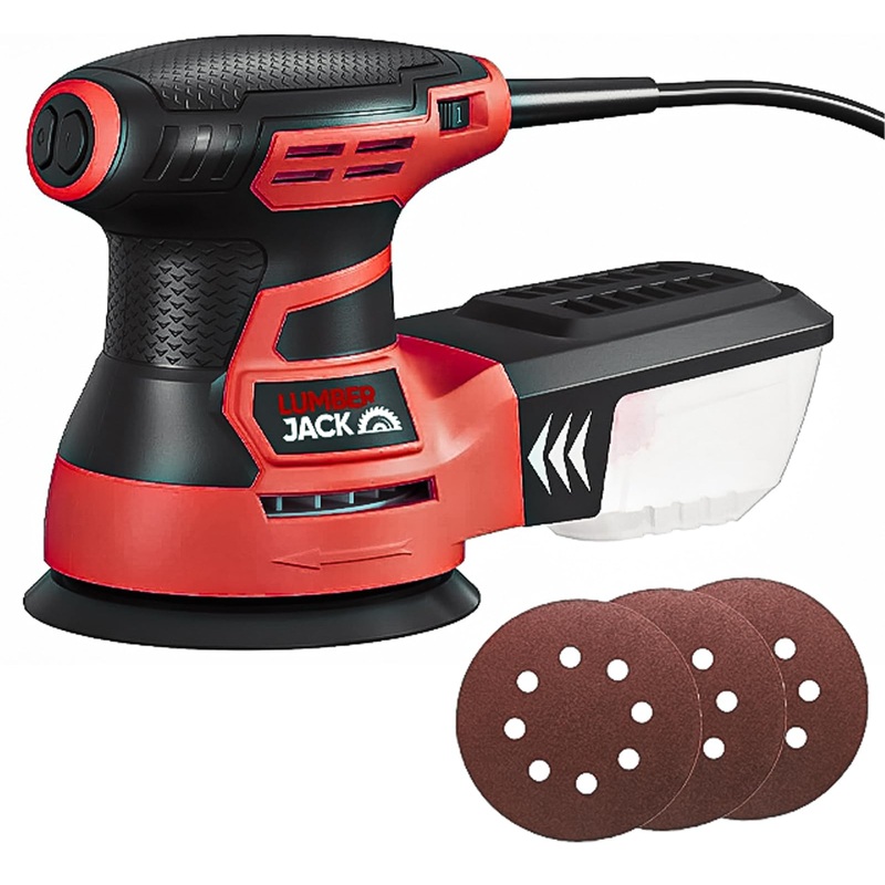 Compare lumberjack tools red lumberjack random orbital sander 350w 125mm includes dust box & sanding pads large products from over 25,000 stores
