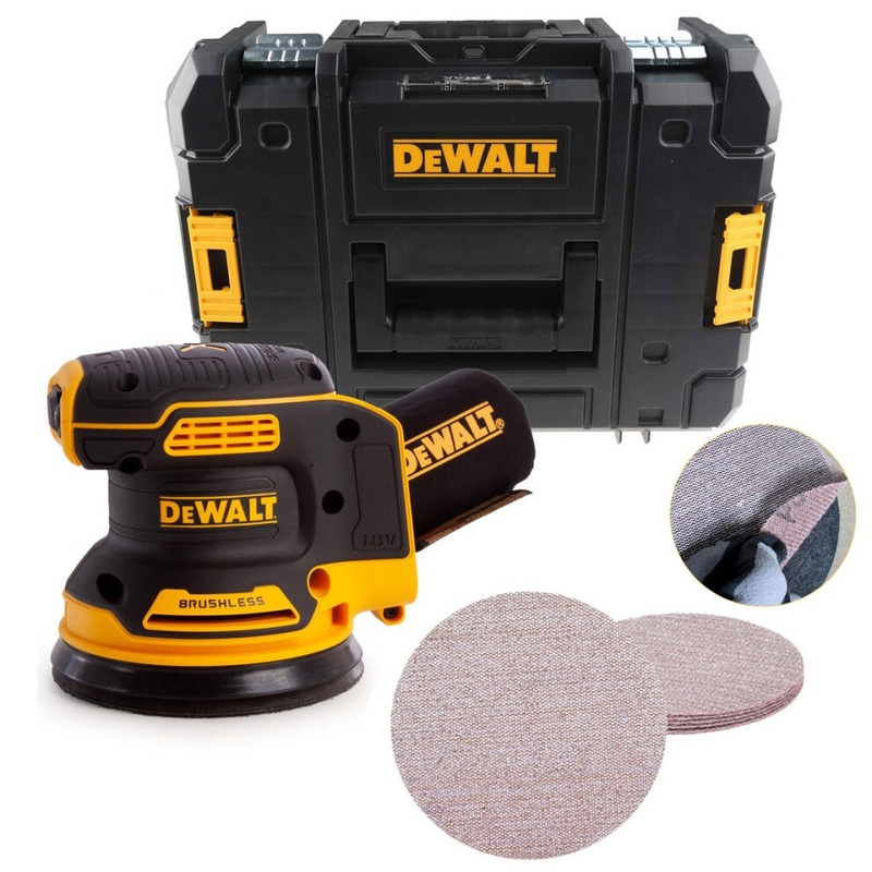Compare new dewalt dcw210nt cordless brushless 18v xr random orbital sander 125mm + 5 x mesh dcw210n-xj + tstak case + 5 mesh sheets size 18 products from over 25,000 stores