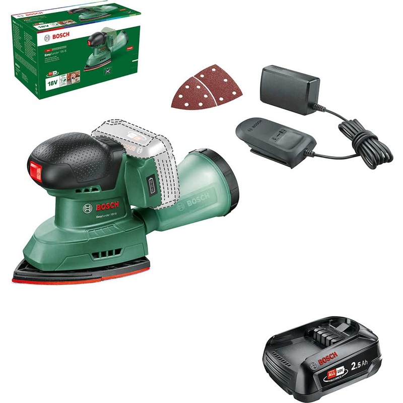 Compare bosch easysander 18v-8 p4a 18v cordless multi sander 1 x 2.5ah li-ion battery charger no case products from over 25,000 stores