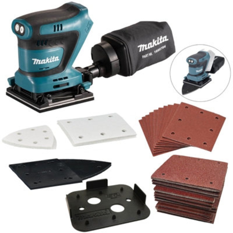 Compare makita dbo480z 18v lxt 114mm detail 1/4 sheet finishing palm sander + 62 sheets size 1 products from over 25,000 stores