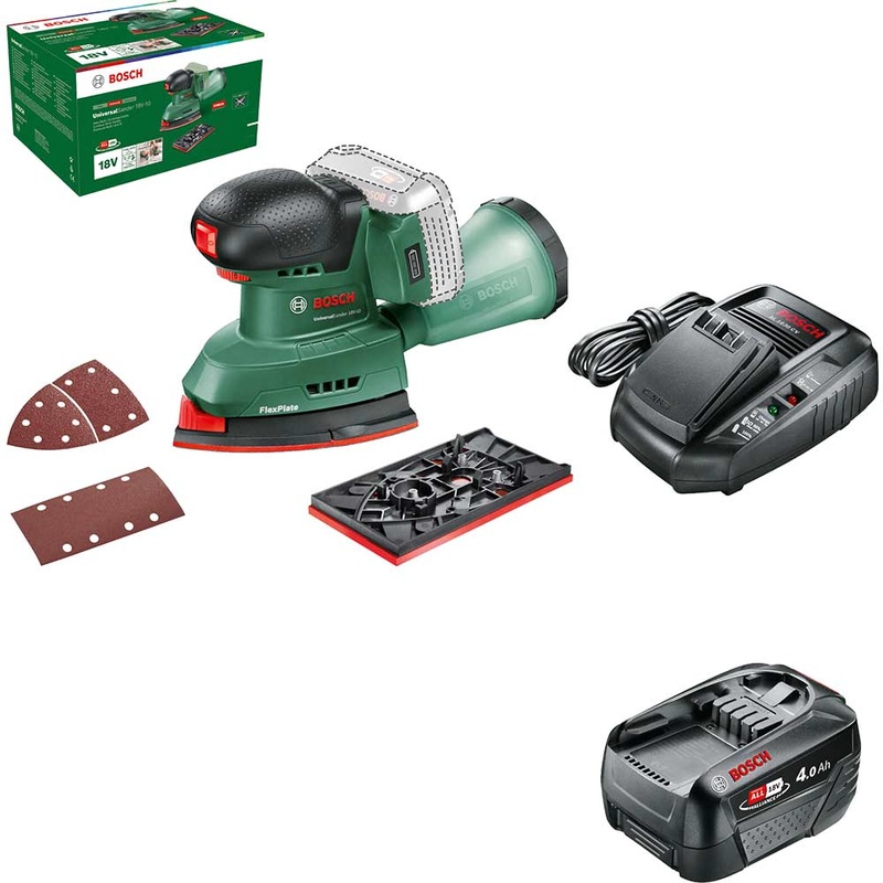 Compare bosch universalsander 18v-10 p4a 18v cordless multi sander 1 x 4ah li-ion battery charger no case products from over 25,000 stores