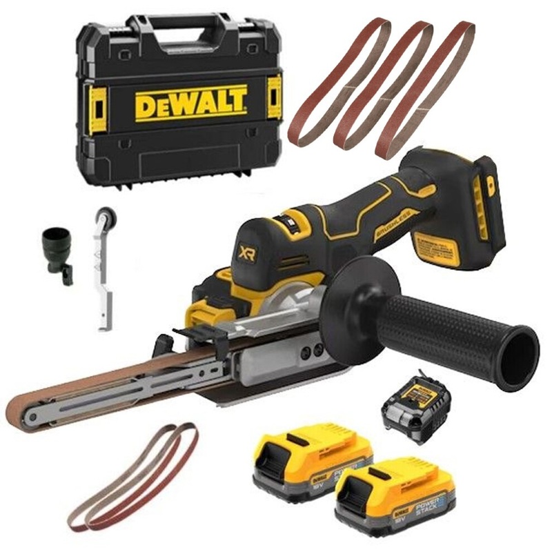 Compare dewalt dcm200e2t 18v xr cordless brushless bandsaw sander powerstack + 2 bat size 18 products from over 25,000 stores