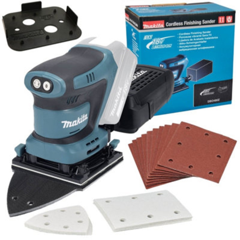 Compare makita dbo480z 18v lxt 114mm detail 1/4 sheet finishing delta sander + 22 sheets products from over 25,000 stores
