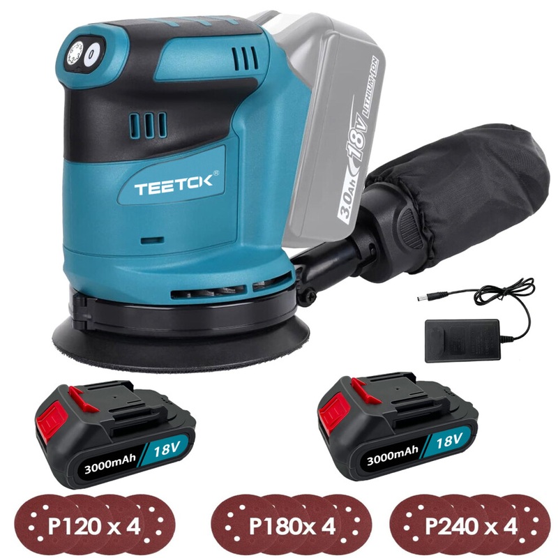 Compare new teetok cordless orbital sander 125mm +12x discs+2battery 3.0a+charger-makitadbo180z compatible size 6 products from over 25,000 stores