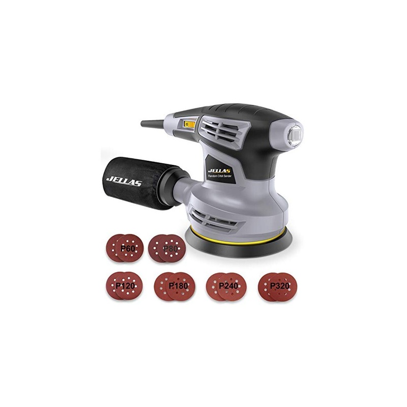 Compare jellas orbital sander 125mm 13000rpm variable speed orbit sander 12 pcs sandpapersdust collection bag 360rotating sanding base plate electric size 6 products from over 25,000 stores