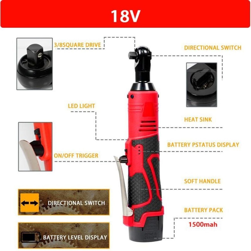 Compare new 18v impact wrench cordless rechargeable electric wrench 3/8 inch right angle ratchet wrenches impact driver power tool 1.3kg products from over 25,000 stores