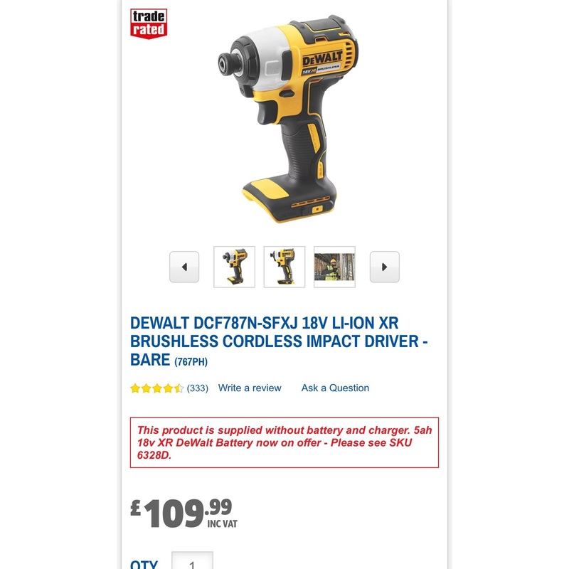 Compare new dewalt dcf787n 18v xr brushless cordless impact drive free postage products from over 25,000 stores