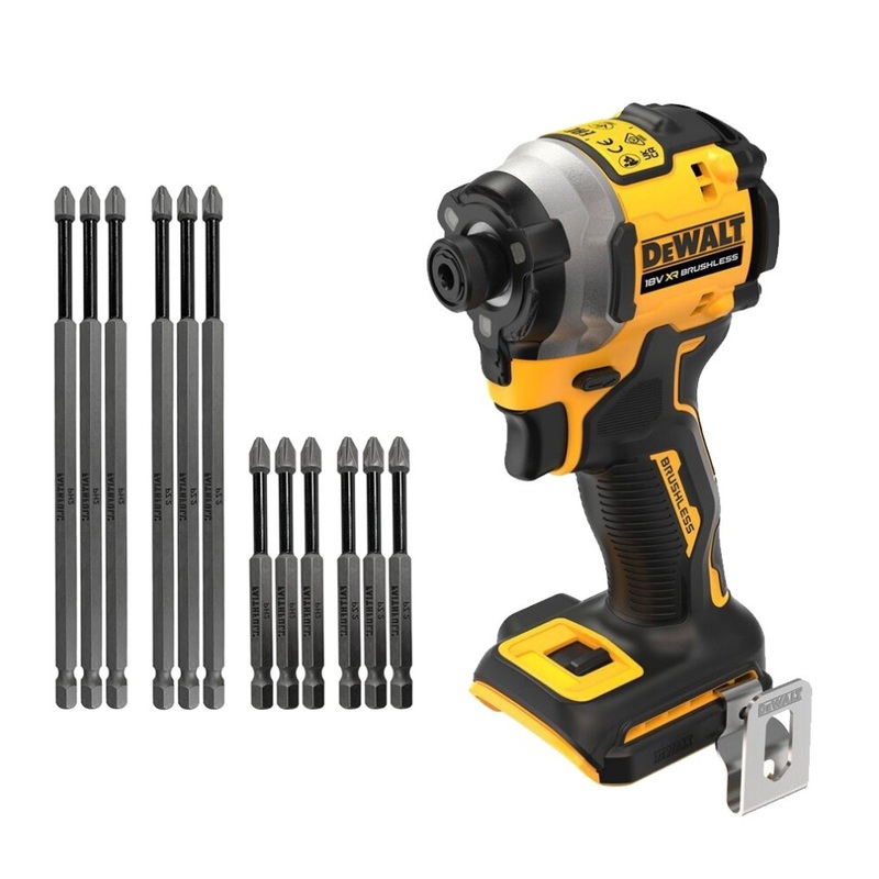 Compare dewalt dcf850n 18v xr brushless ultra compact impact drive + 12 piece long bit set light products from over 25,000 stores
