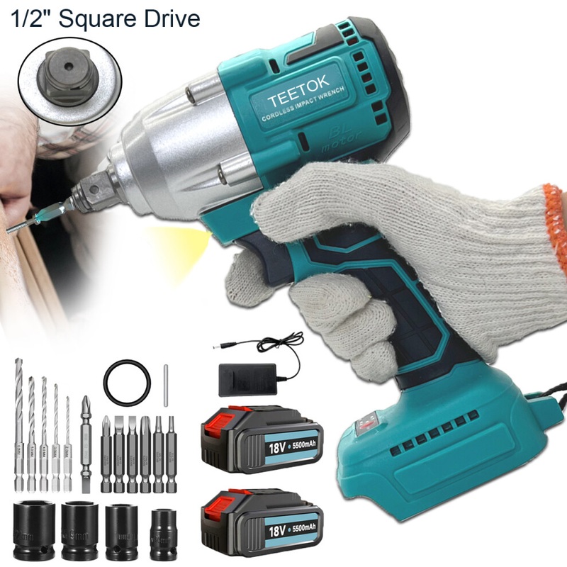 Compare teetok impact wrench brushless driver cordless rattle gun socket+5.5a 2battery-makita compatible products from over 25,000 stores