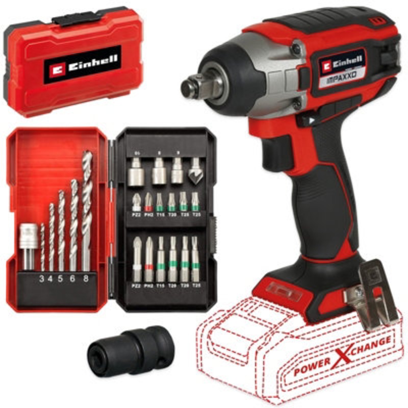 Compare einhell light impaxxo 18/230 18v pxc cordless brushless 1/2 impact wrench + bit set size 18 products from over 25,000 stores