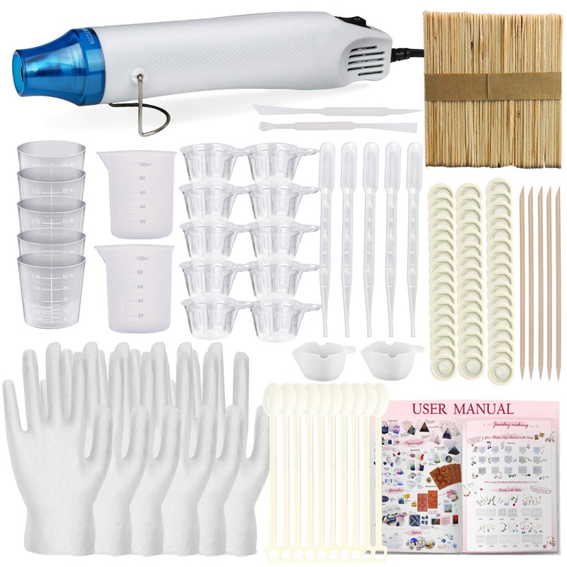 Compare musykrafties resin casting set 146 supplies heat gun 300w remove air bubble make shrink plastic jewellery, epoxy mixing measuring cups 2-ounce, sticks, spoon, pipettes droppers, finger cots 100ml products from over 25,000 stores