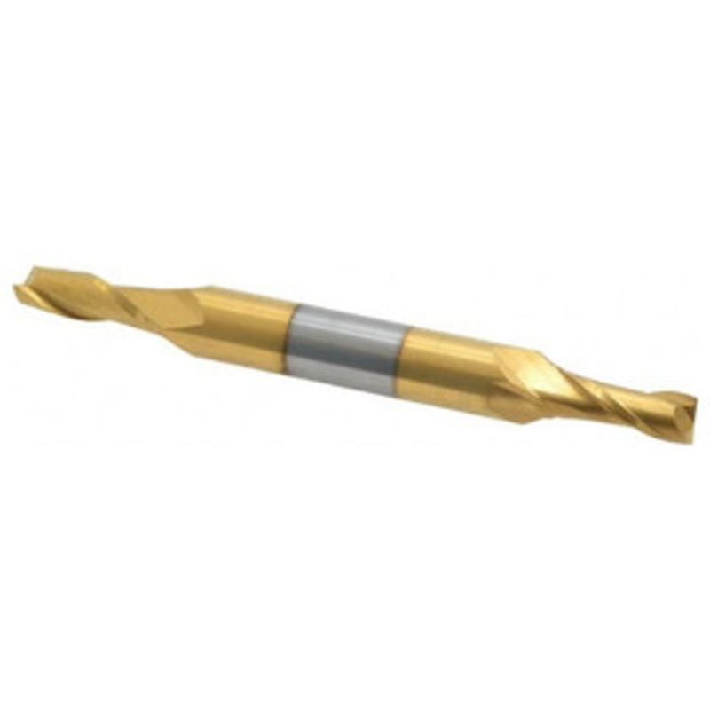 Atrax 2-Flute TiN Coated Centercutting Double End Mill, 1/4 Mill Dia., 3/8 Shank Dia., 5/8 LOC – 45-296-1