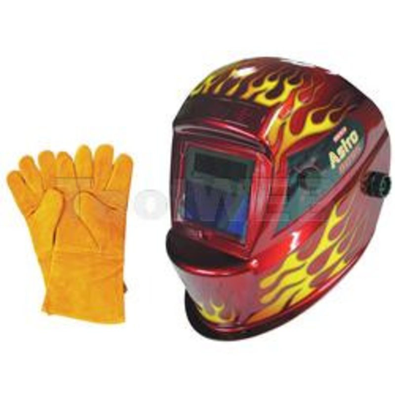 Astro Pneumatic Deluxe Auto-Darkening Solar Welding Helmet w/ Flames – AST8095SE