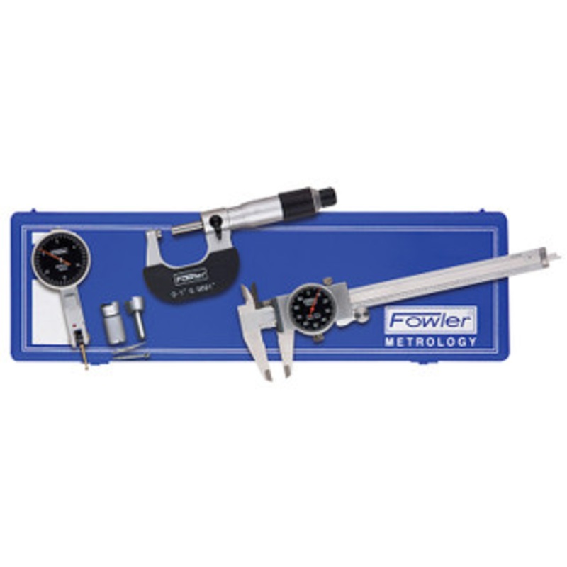 Fowler Black Face Caliper, Micrometer and Test Indicator Measuring Set – 52-229-770