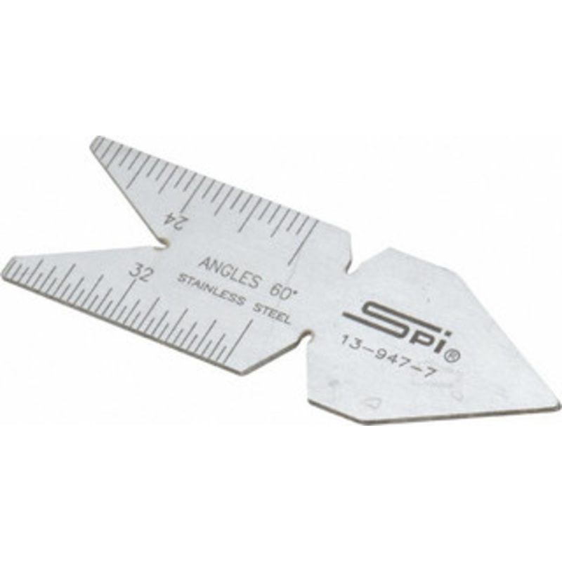 SPI – 60 Angle, Chrome Coated Steel Center Gage 1/32 to 1/14 Graduation – 13-947-7