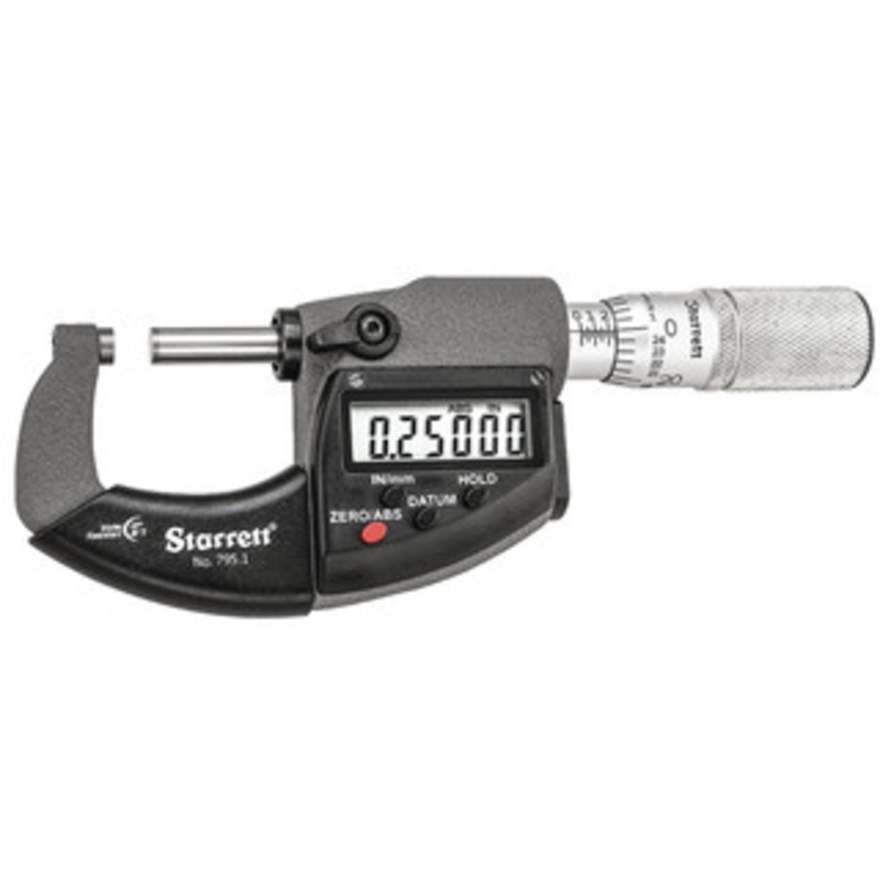 Starrett Electronic Micrometer, 0-1 w/ Friction Thimble, with Data Output – 795.1XFL-1