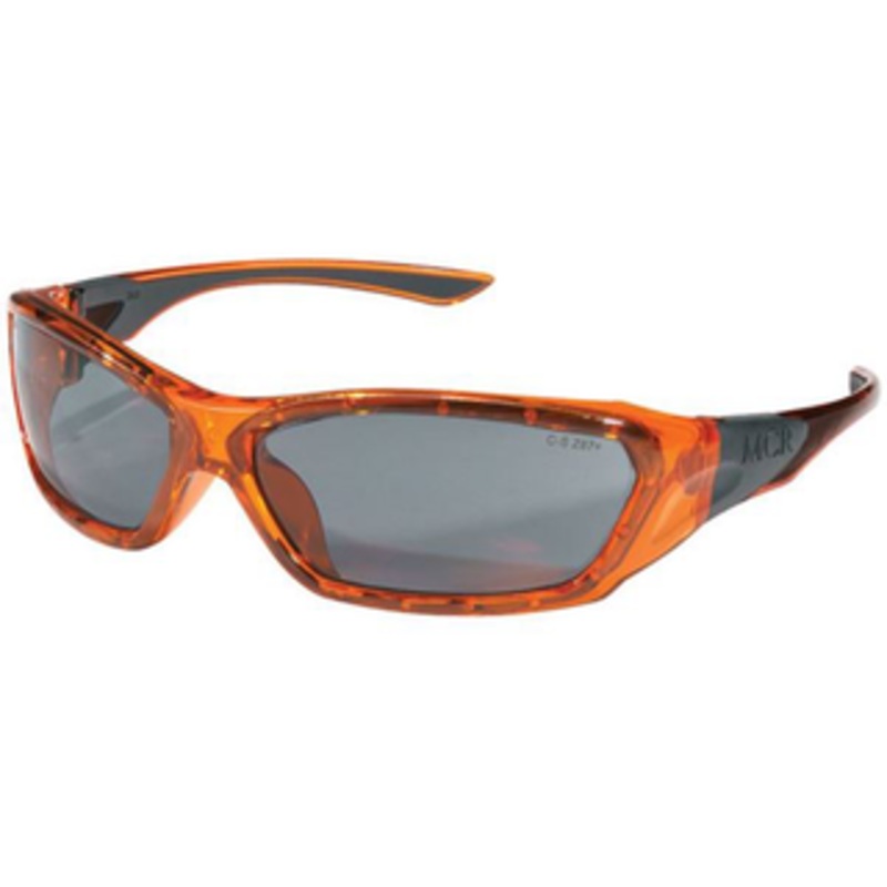 Crews ForceFlex Translucent Orange Frames Gray Anti-Fog Safety Glasses FF132
