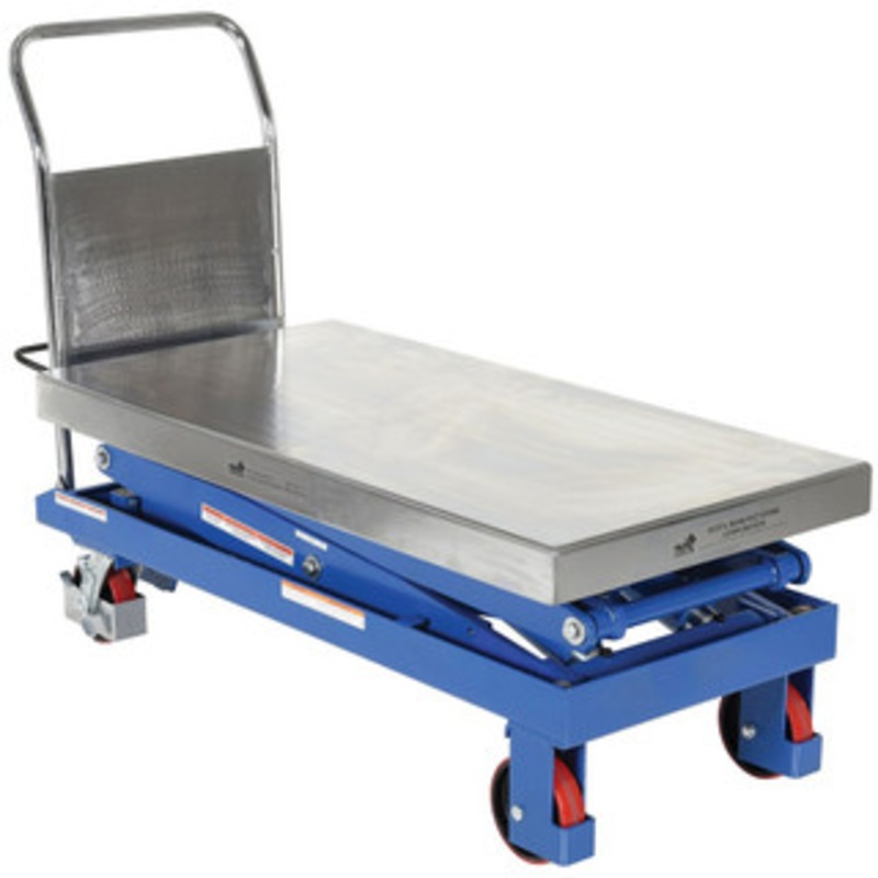 Vestil Steel Hydraulic Elevating Double Scissor Cart, 1500 lb. Capacity, 47-1/2 x 24 Platform – CART-1500-D-TS