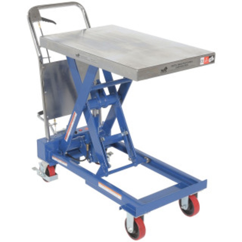 Vestil Steel Hydraulic Elevating Single Scissor Cart, 1000 Lb. Capacity, 32 x 19-3/4 Platform – CART-1000-TS