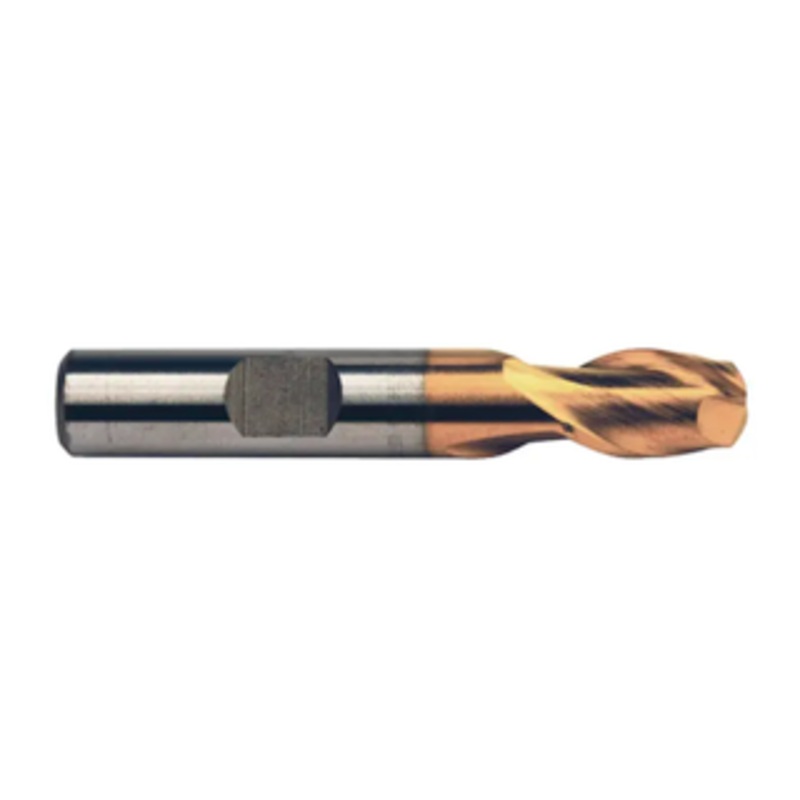 Weldon Tool 2 Flute M42 8% Cobalt TiN Coated Single End Mill, 1/2 Size, 3/8 Shank Diameter, 13/16 Length of Cut, 2-1/2 Overall Length